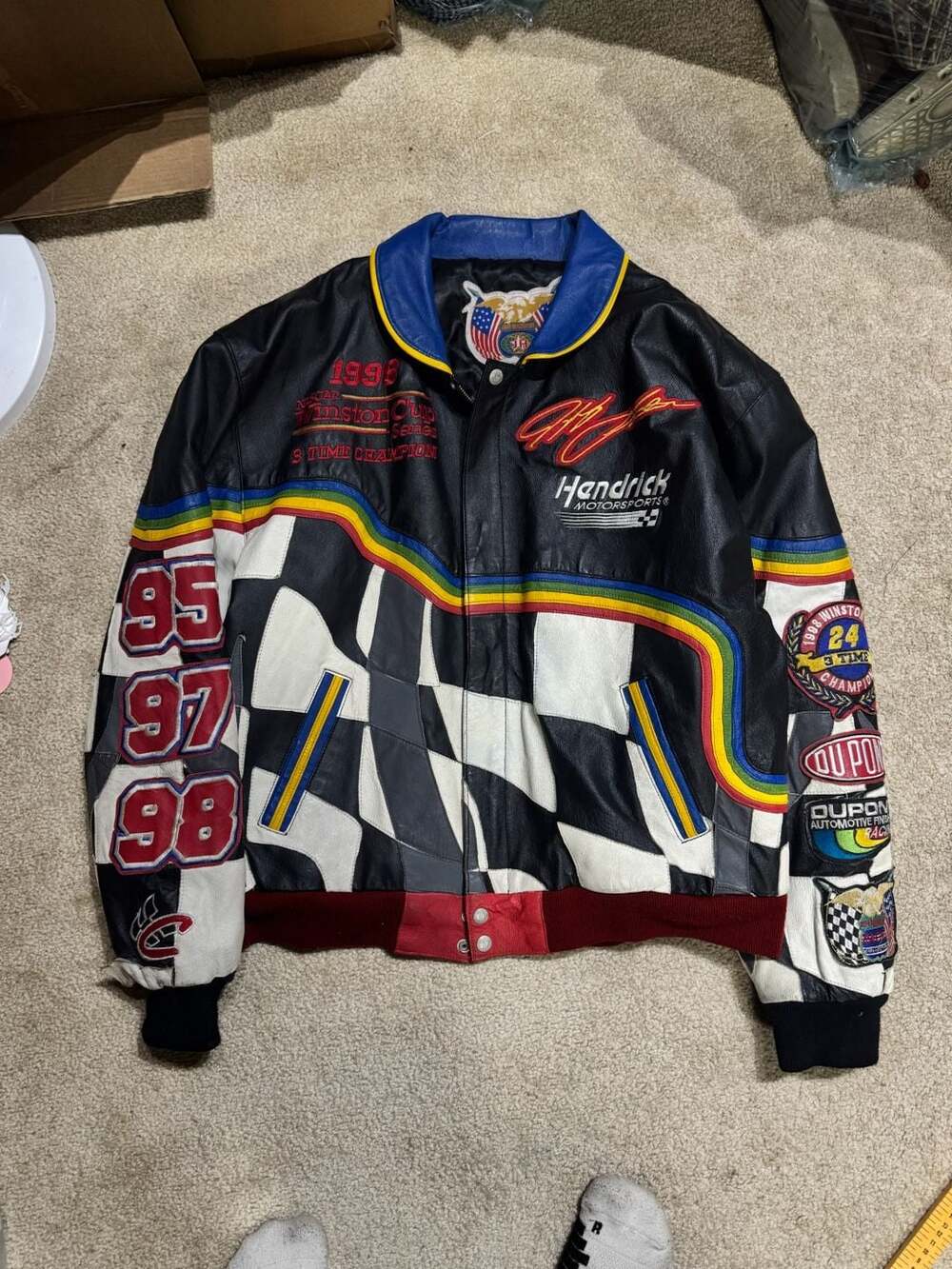 Jeff Hamilton Jeff Gordon 1998 Winston Cup Champion Leather Racing Jacket Size L